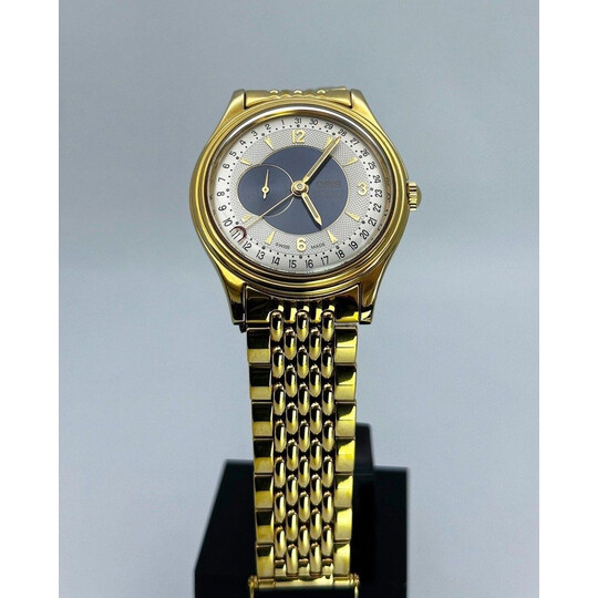 (SOLD!!) 36mm • Oris Reverse pointer Date w/ Small seconds in Gold